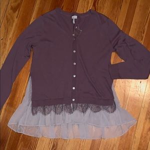 NEW LOGO cardigan with lace and cashmere